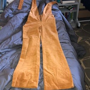 Mustard overall backless jumpsuit